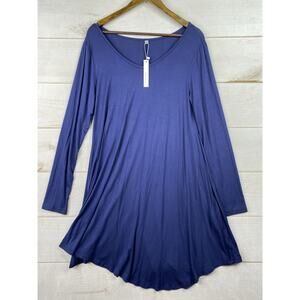 NWT Dearcase Dress Sz XL Navy Blue Long Sleeve Lounge Casual Super soft Stretch